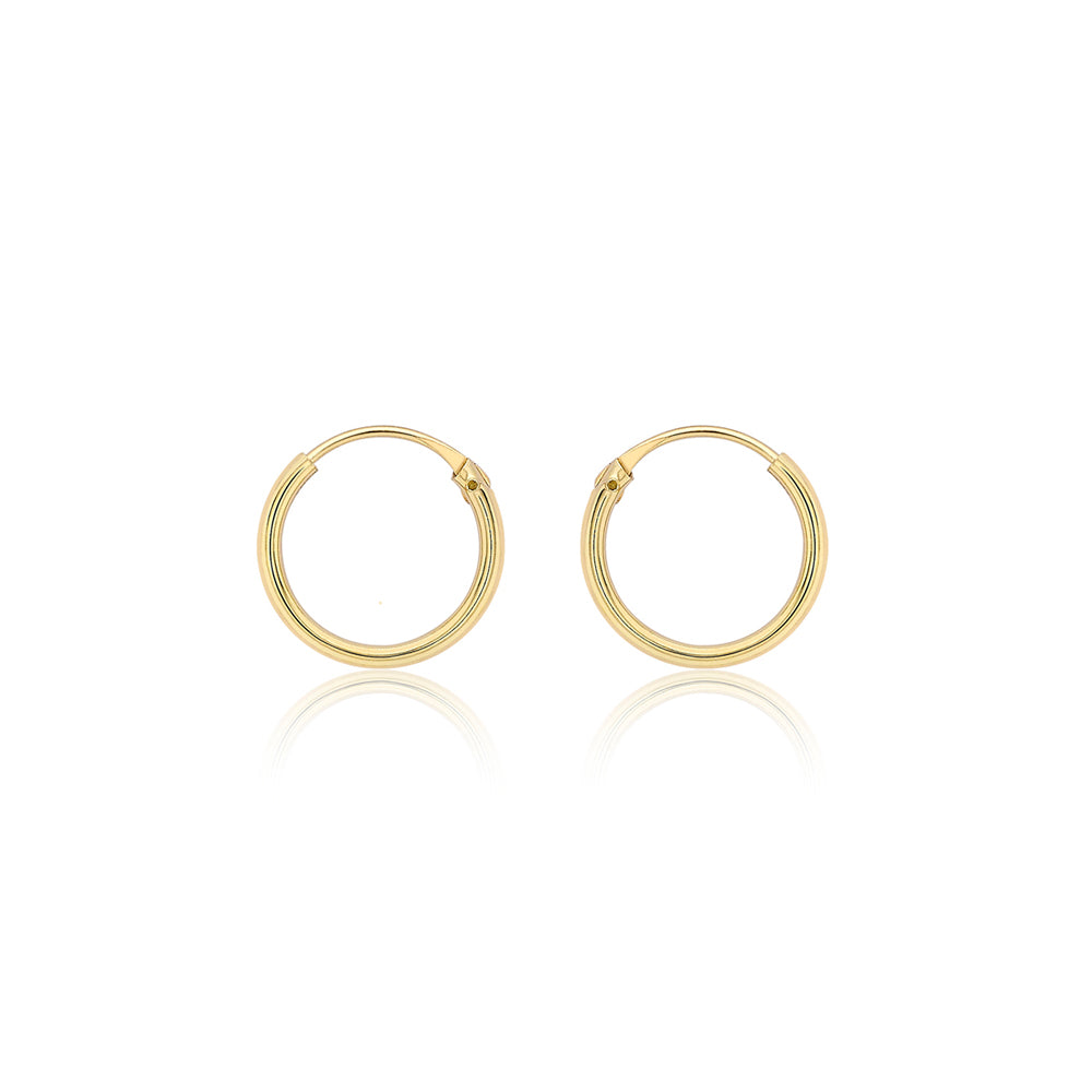 9ct Yellow Gold 11mm Plain Sleeper Hoop Earrings image 0