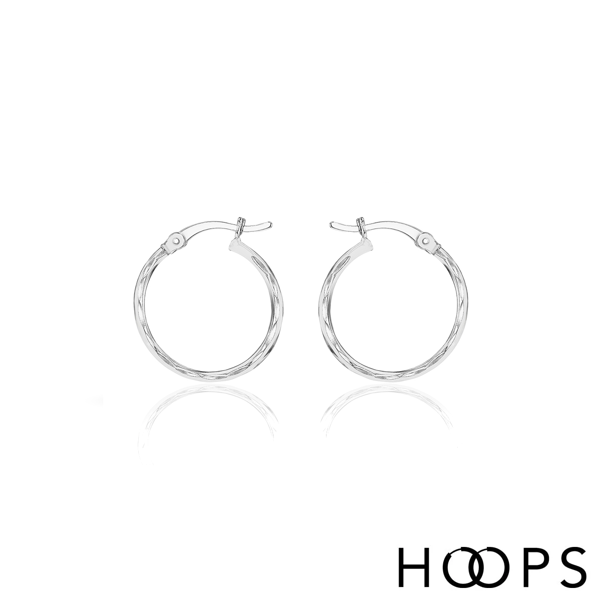 Sterling Silver Medium Diamond Cut Hoop Earrings image 0