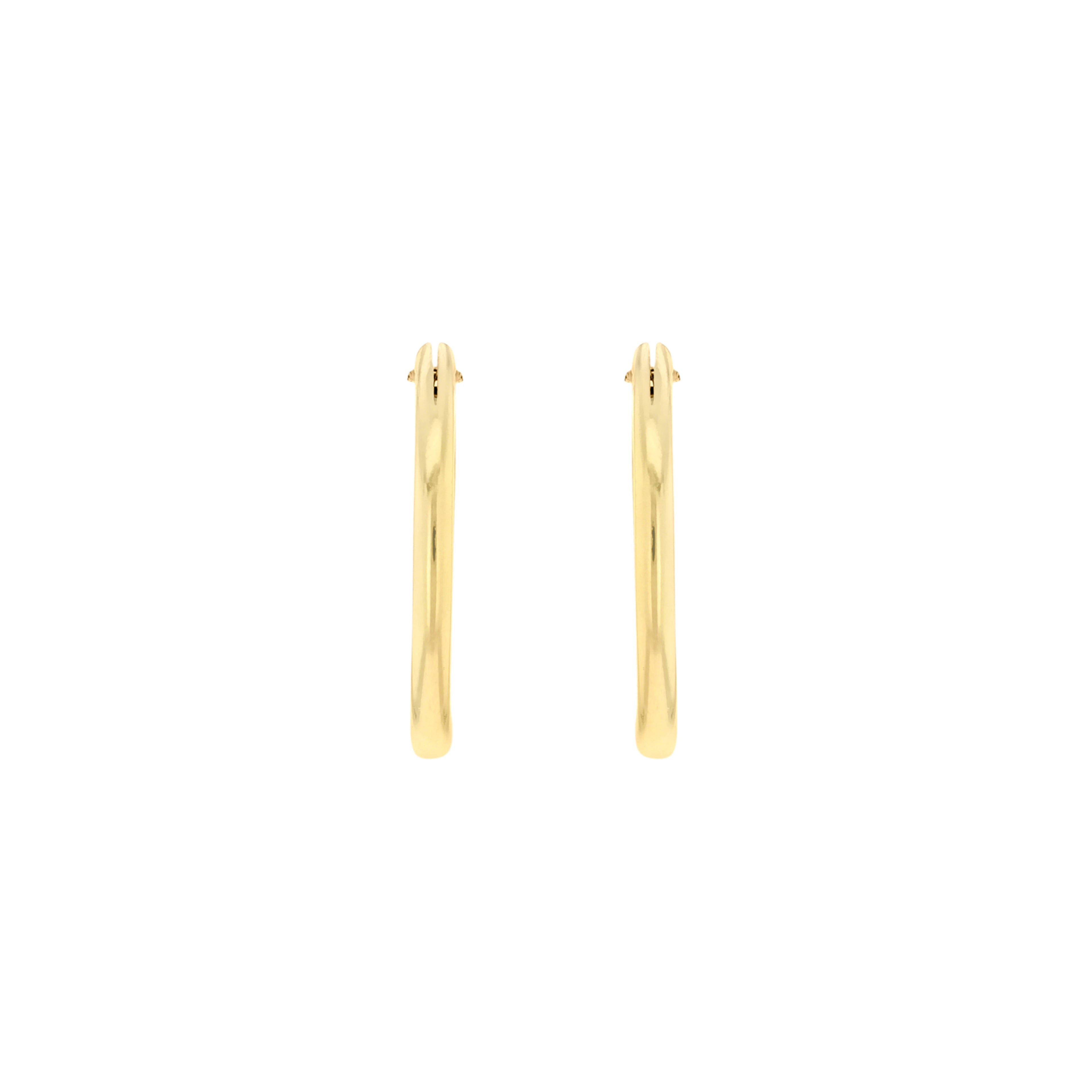 Yellow Gold Vermeil 15mm Plain Sleeper Hoop Earrings image 2