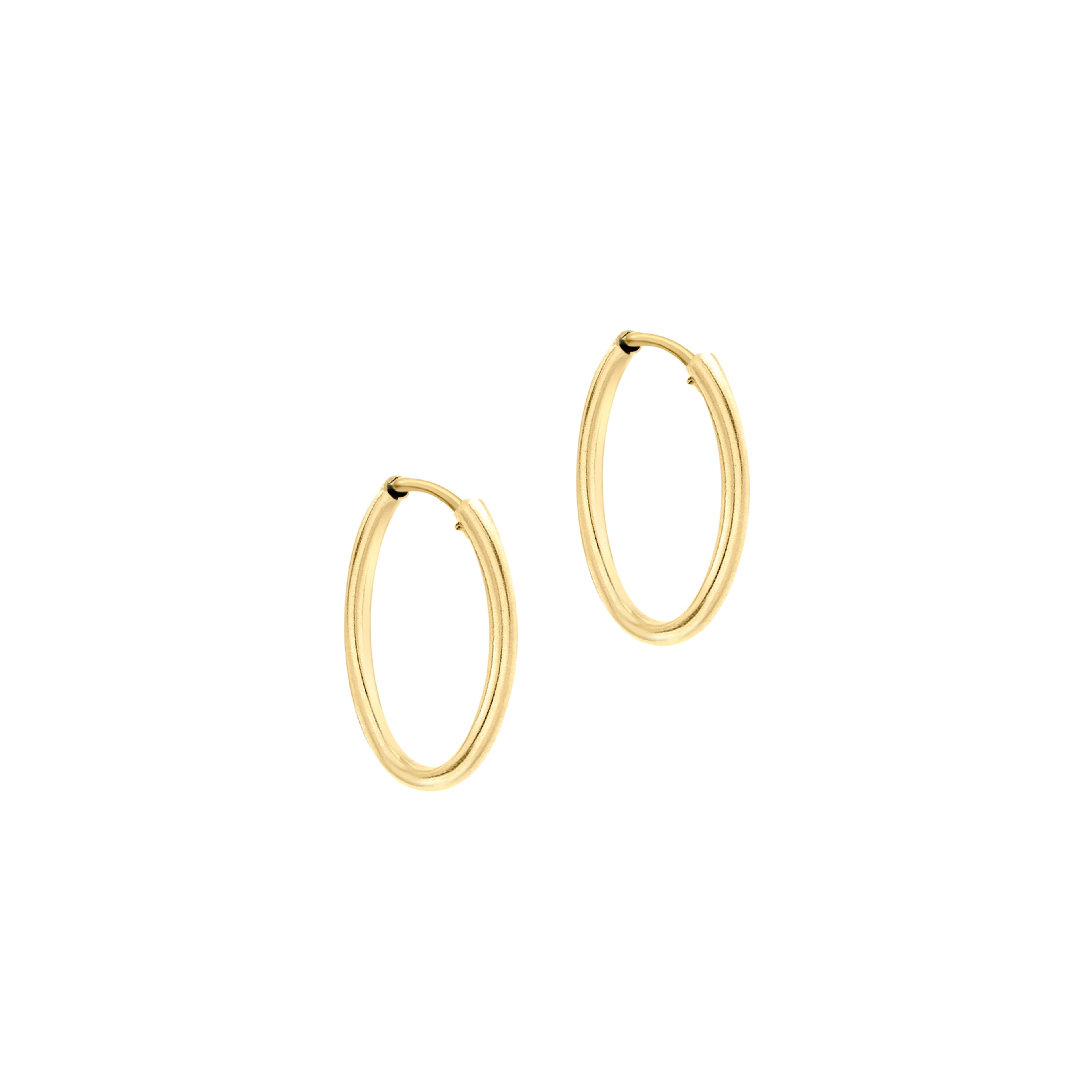 Yellow Gold Vermeil 15mm Plain Sleeper Hoop Earrings image 1