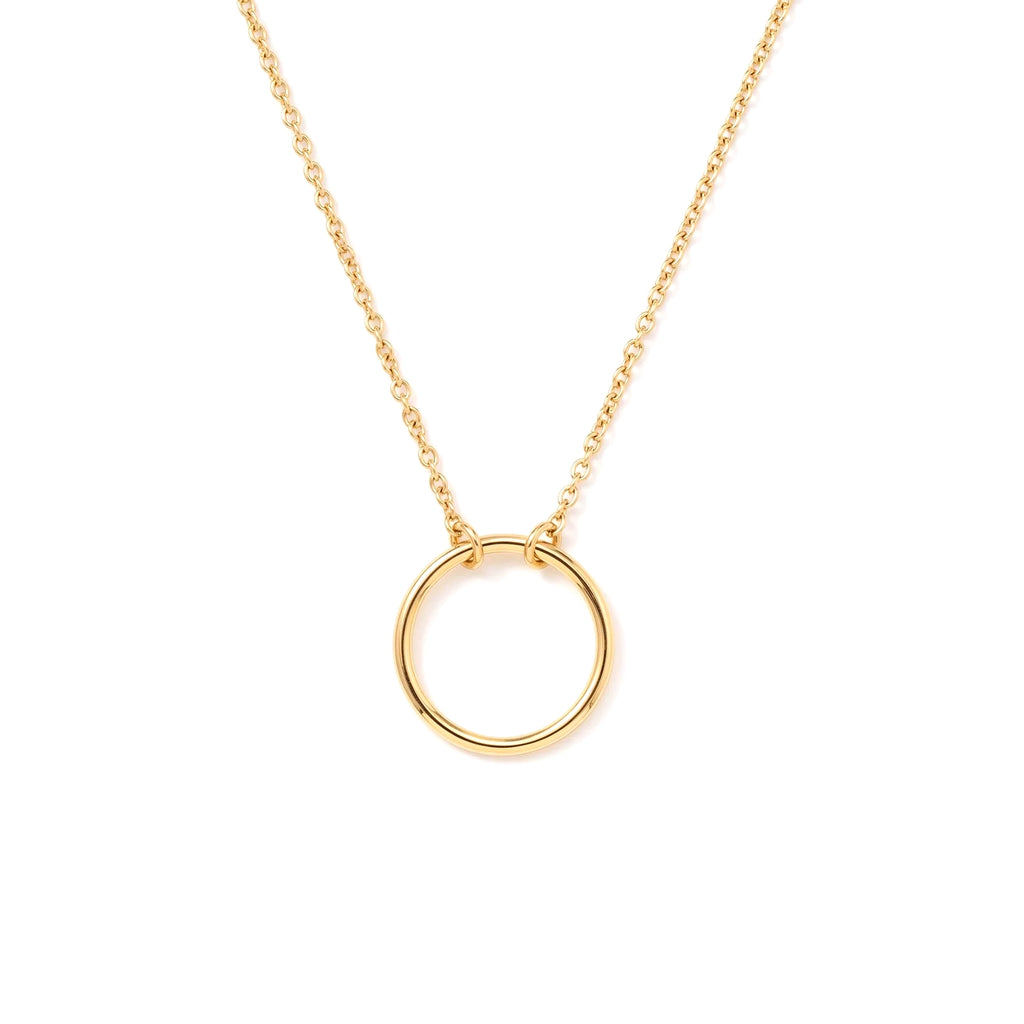 Yellow Gold Vermeil Circle Necklace - Adjustable Chain