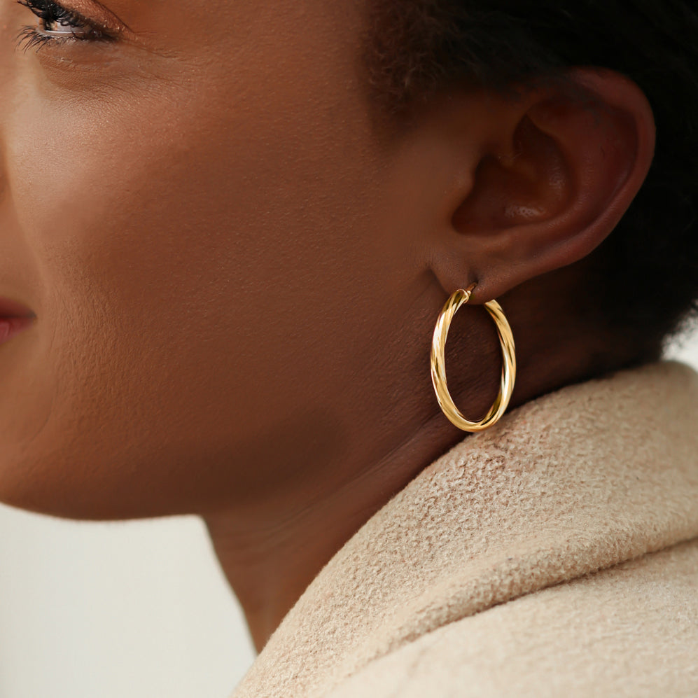 Yellow Gold Vermeil 30mm Signature Twist Hoops